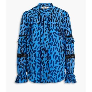 DIANE VON FURSTENBERG
Arlington ruffled leopard-print chiffon blouse	US 8